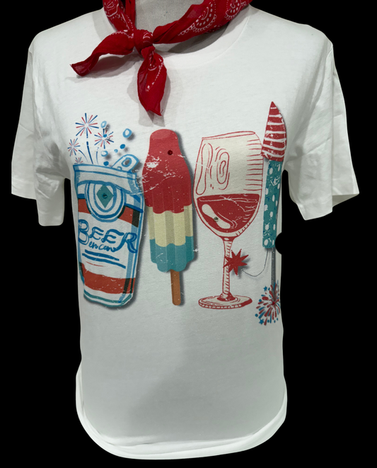 Booze, Popsicle and Fireworks on White Crew