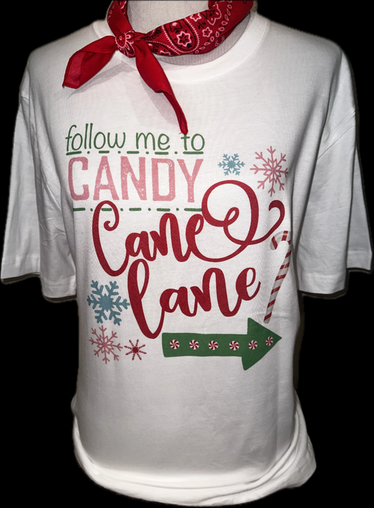 Candy Cane Lane on (White OR Sports Bleached Red) Crew