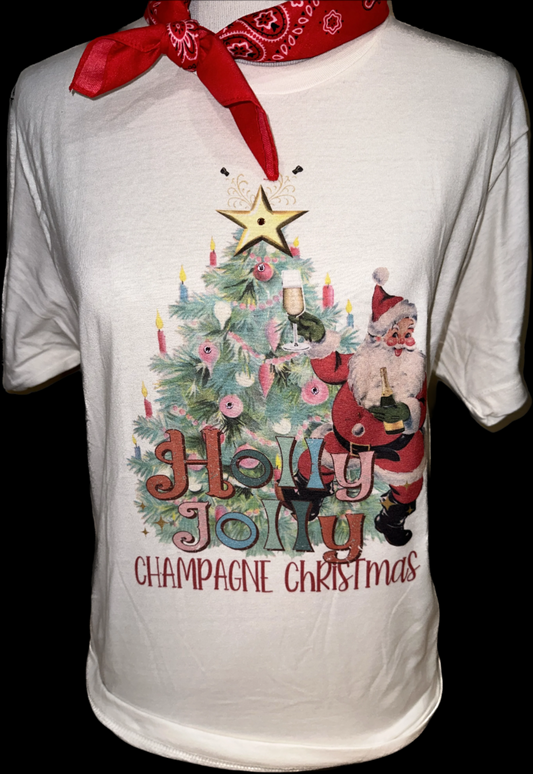 Champagne Christmas on (White OR SB Powder Pink) Crew
