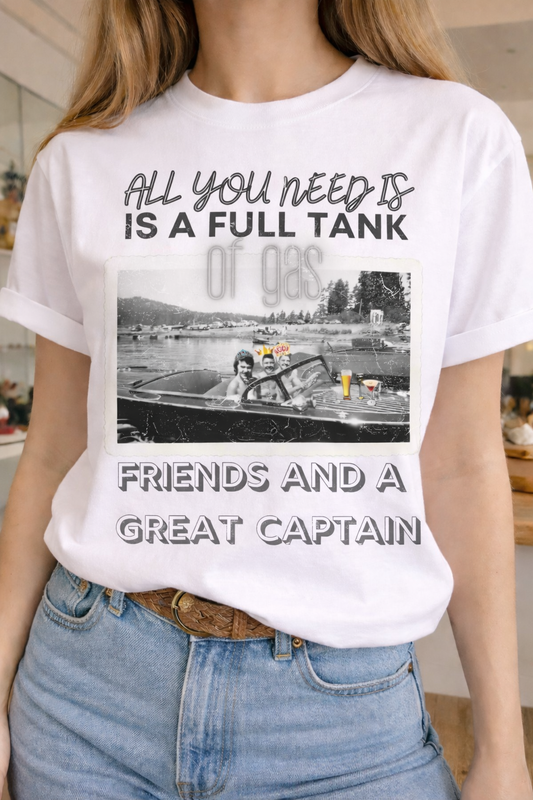 All You Need Roadtrip Tee on White Crew