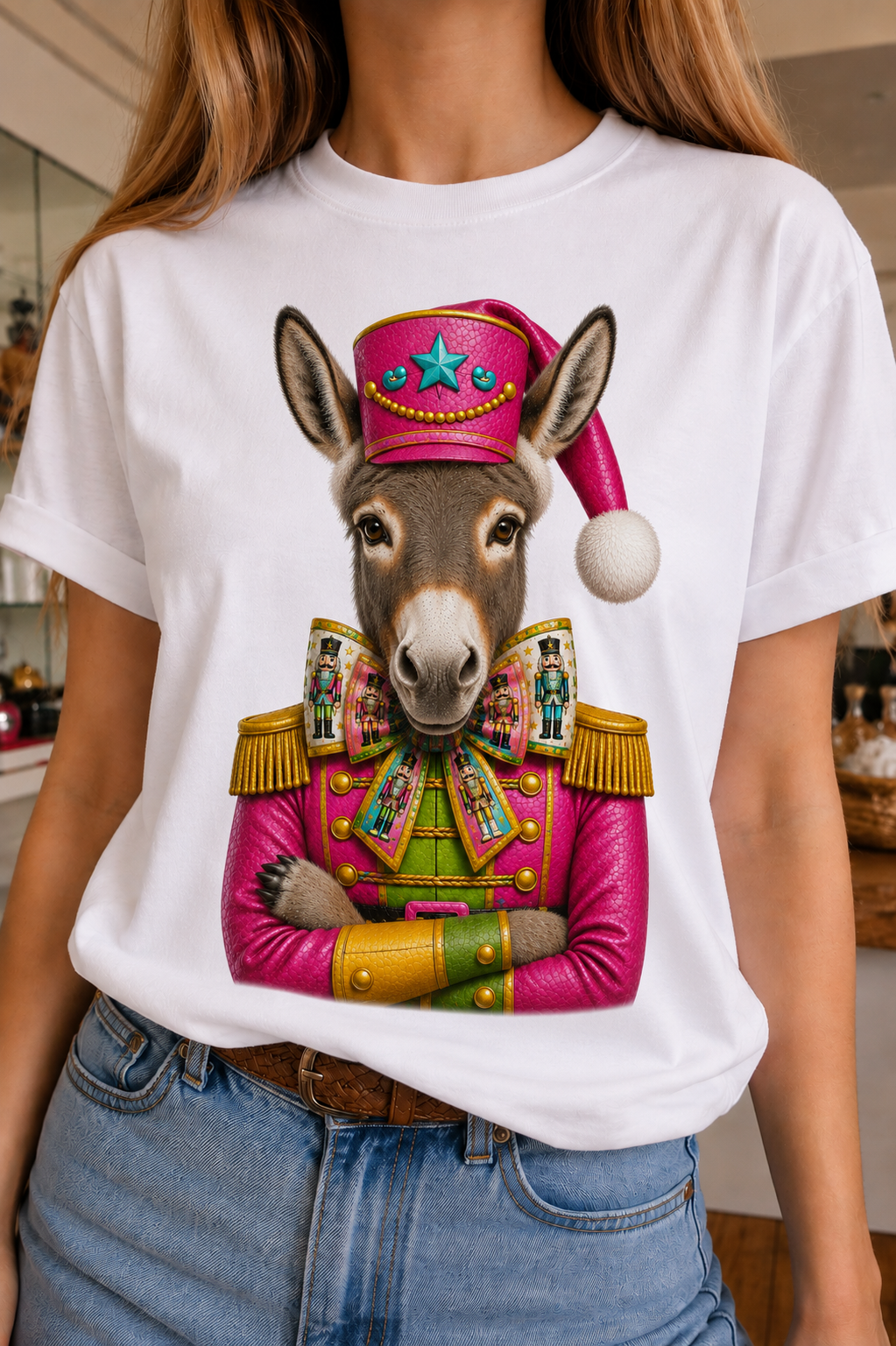 Nutcracker Donkey on White Crew