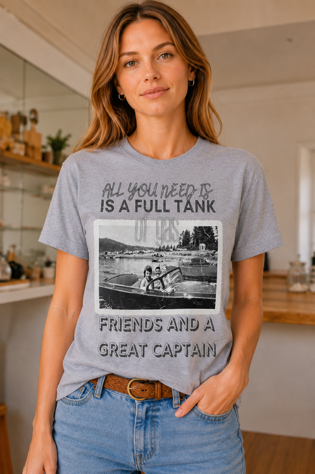 Great Captain on White Tank and Grey Tee