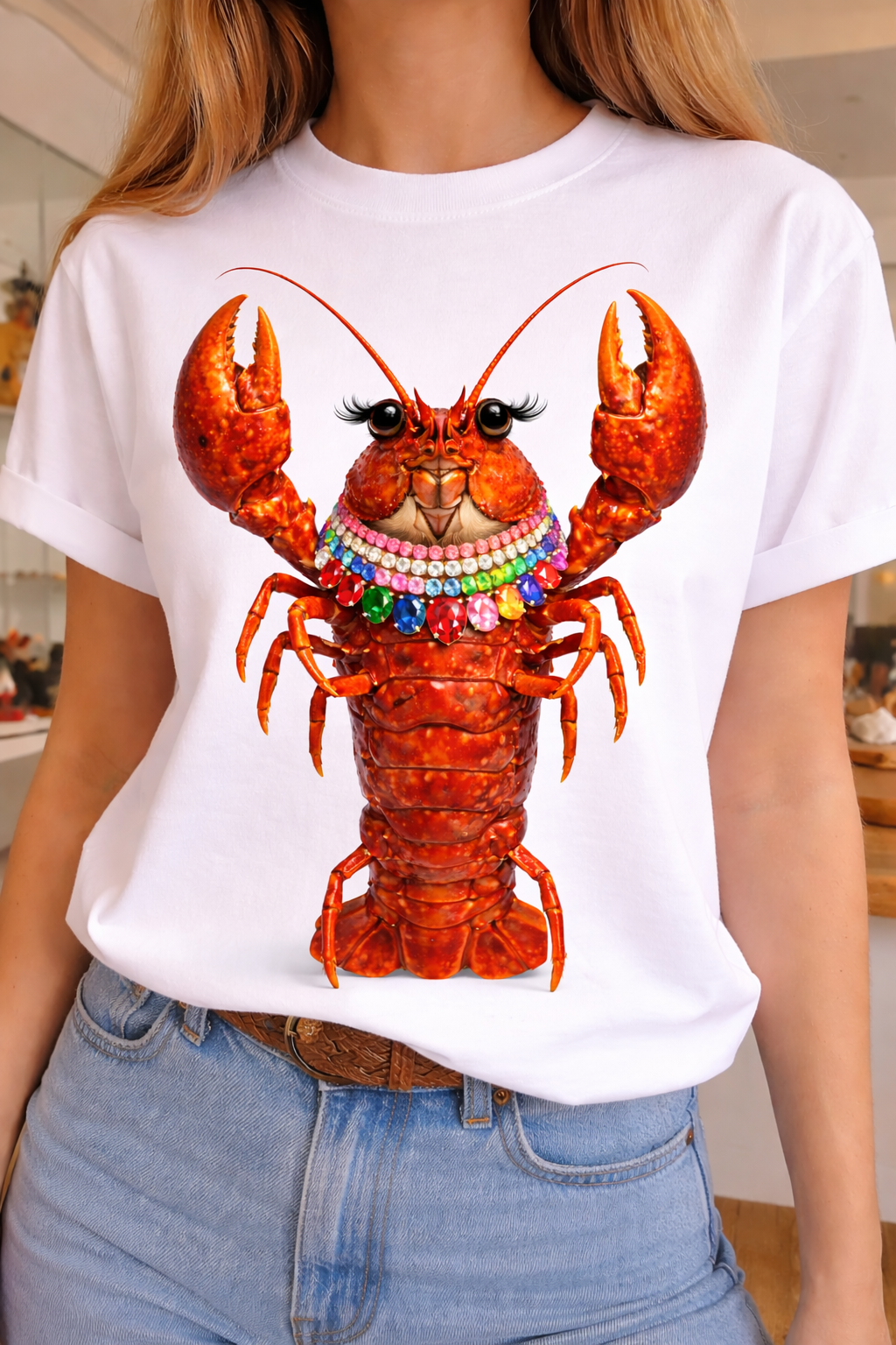 Jeweled Collar Crawfish on White Crew