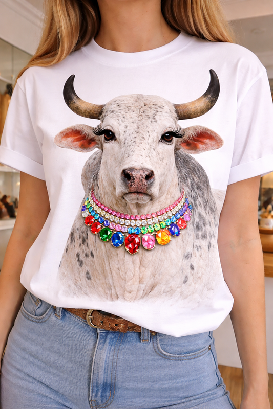 Jeweled Collar Brama on White Crew