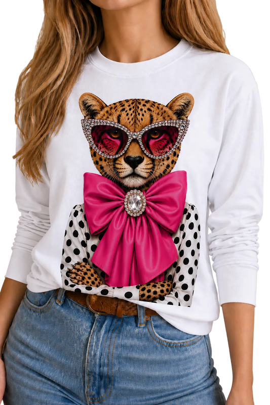 Jeweled Polka Dot Leopard on Crew & Long Sleeve