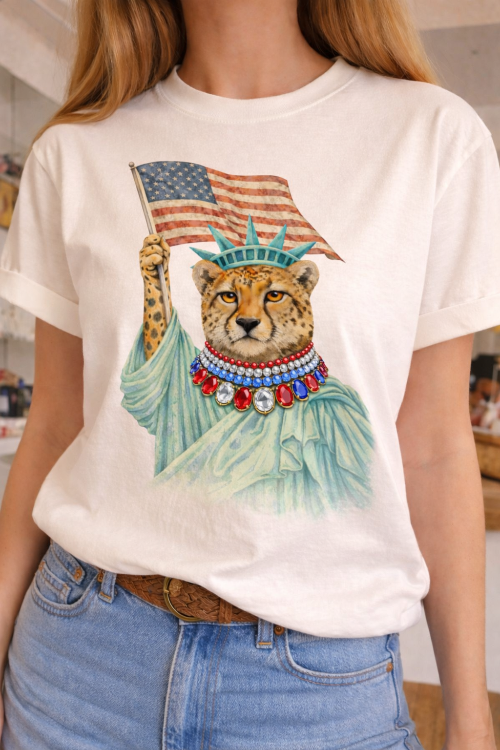 Freedom Cheetah on White Crew