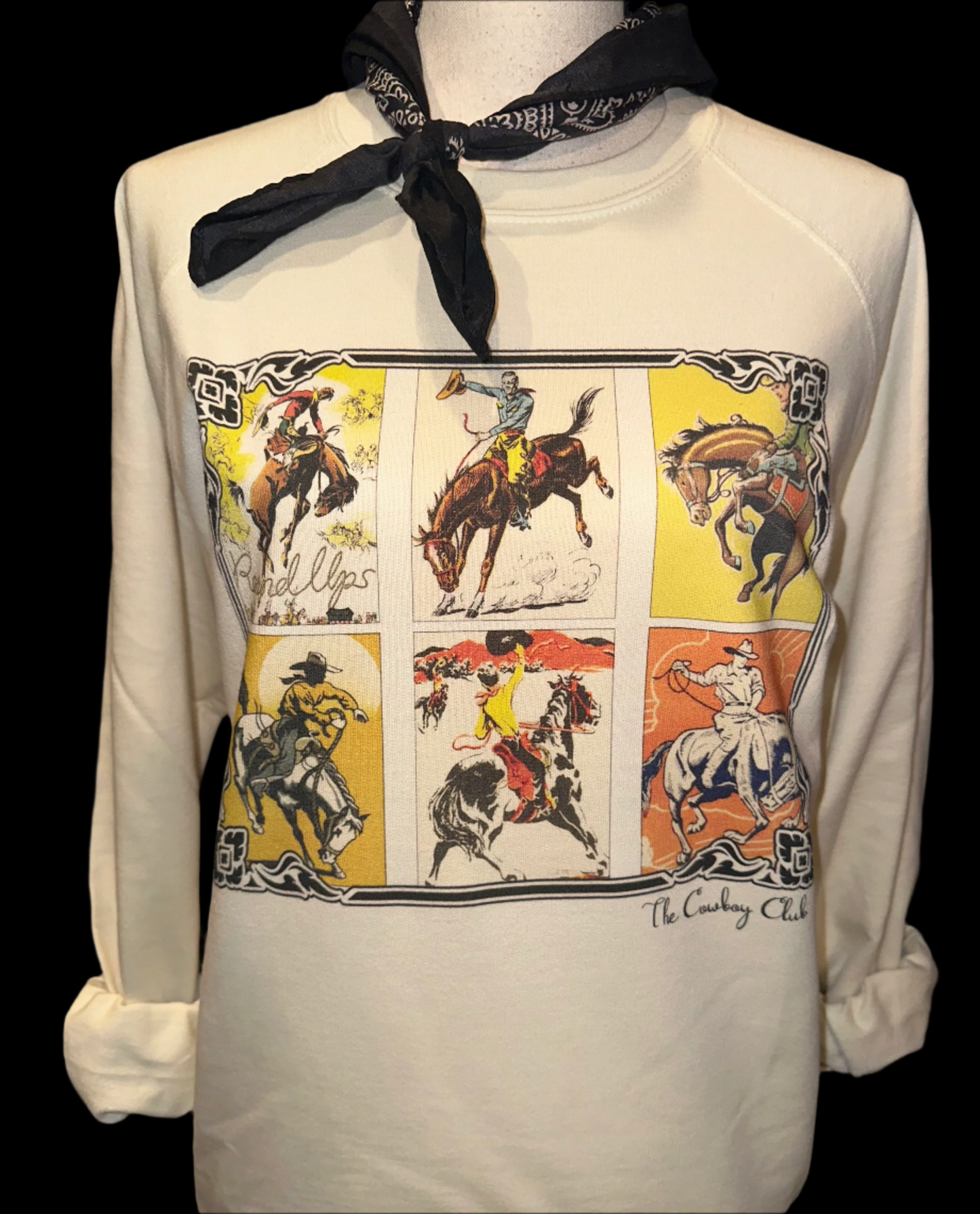 The Cowboy Club on Natural Crew OR Sweatshirt