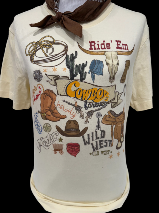 Cowboys Forever Collage on (Natural OR SB Burnt Orange) Crew