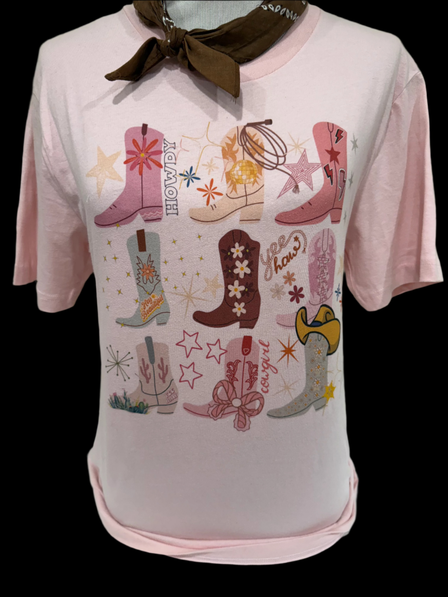 Cowgirl Boots Repeat on (Light Pink OR White) Crew