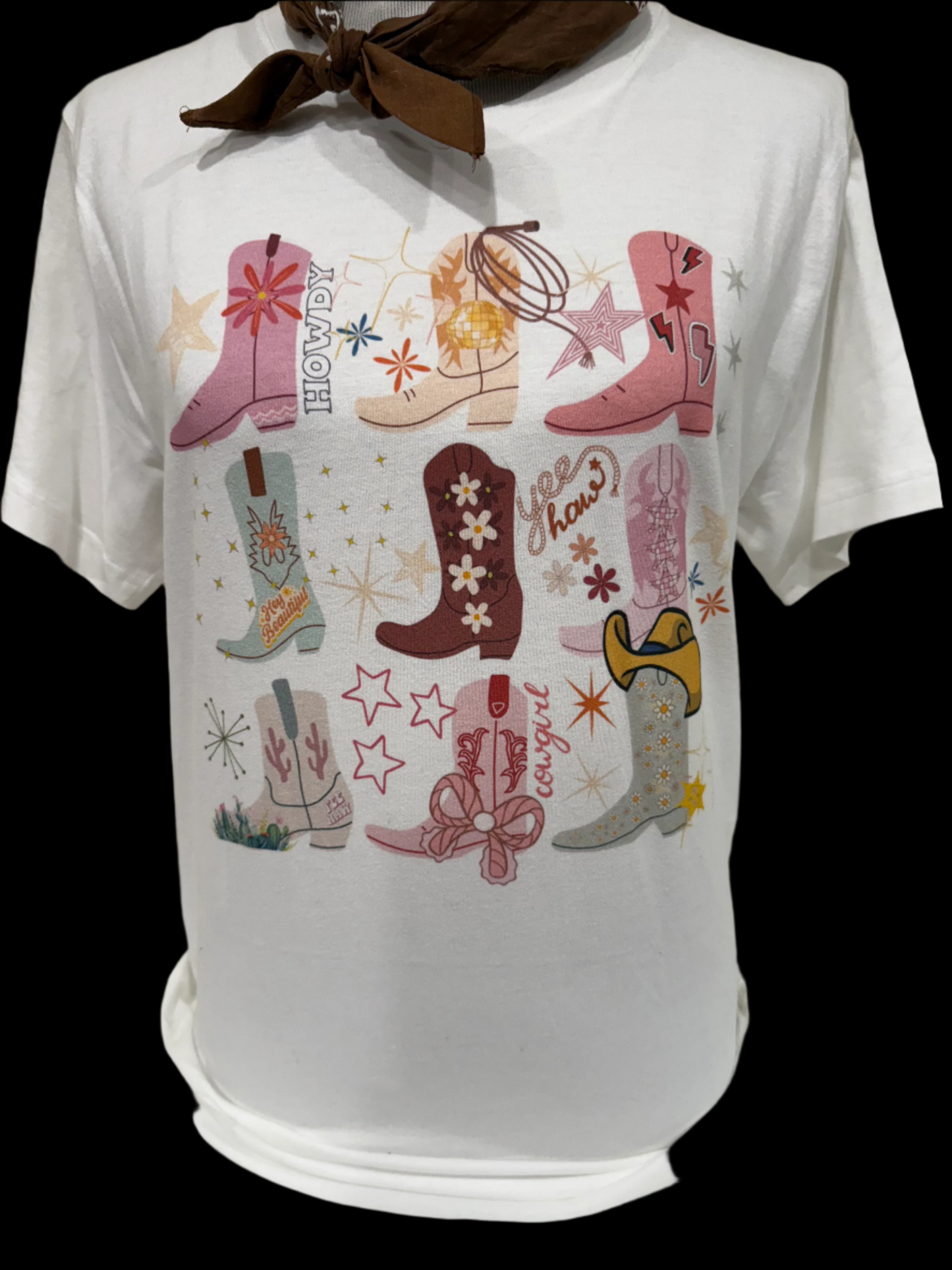 Cowgirl Boots Repeat on (Light Pink OR White) Crew