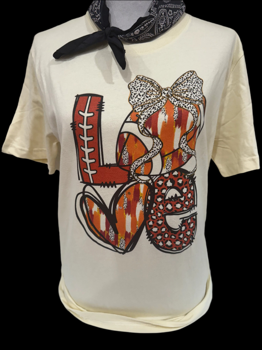 Customizable Love Football on Natural Crew