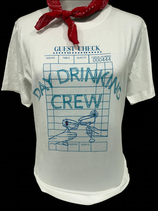 Day Drinking Crew Guest Check on White Crew