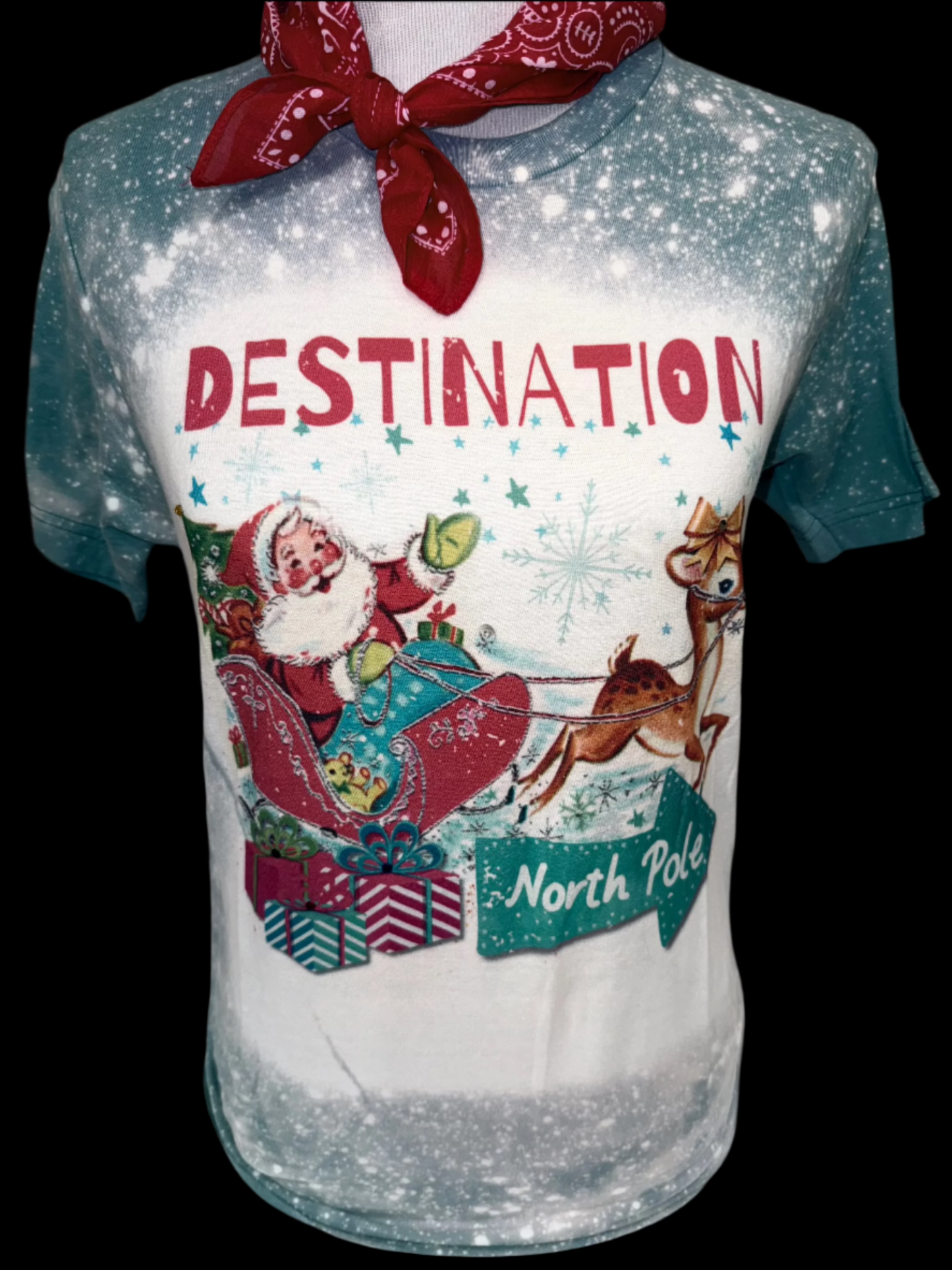 Destination North Pole on Sports Bleached Slate Crew OR Patch Carolina Blue Sweatshirt