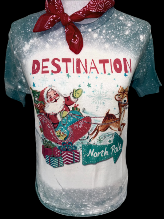 Destination North Pole on Sports Bleached Slate Crew OR Patch Carolina Blue Sweatshirt