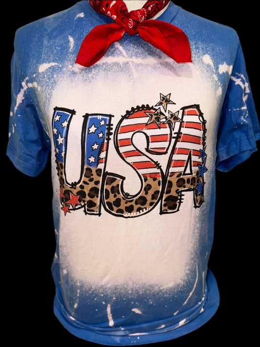 Flag/Leopard USA on Sports Bleached Royal Crew