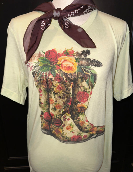 Flower Boots on (Natural OR Mauve) Crew