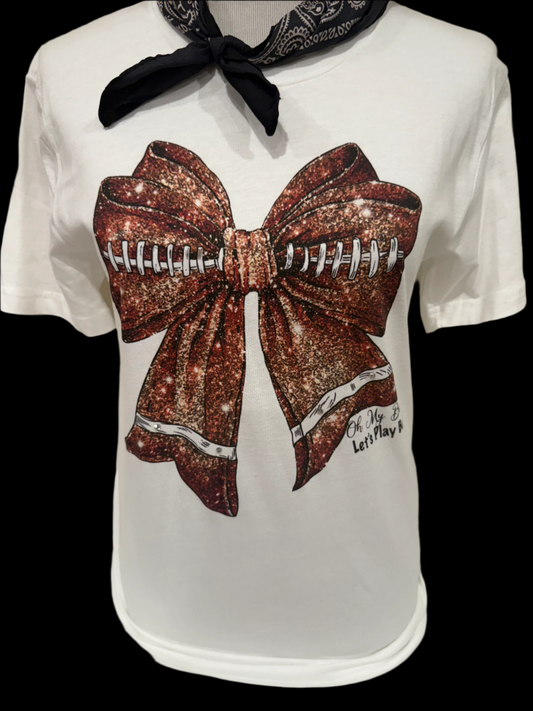 Football Bow on White Crew