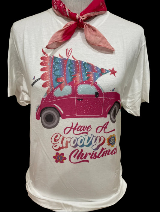 Have a Groovy Christmas on White Crew