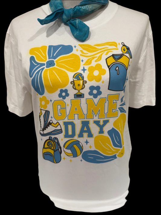Customizable Groovy Volleyball Game Day on White Crew