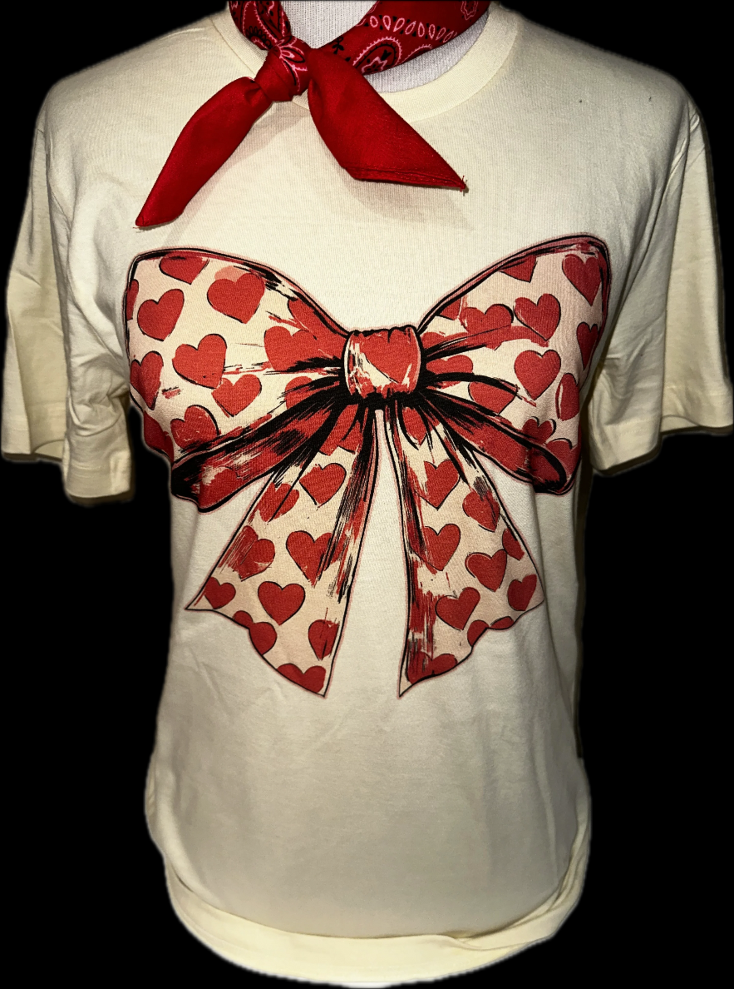 Valentine Heart Bow on (White or Natural) Crew