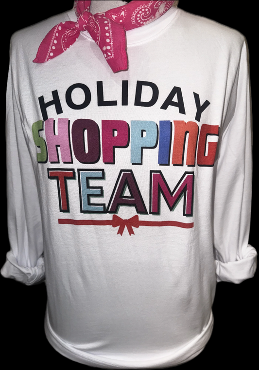 Holiday Shopping Team on White Long Sleeve