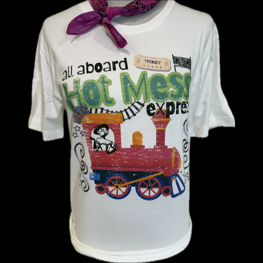 Hot Mess Express on White Crew