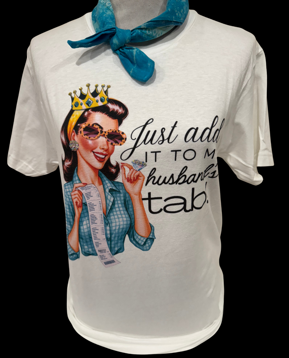 Just Add It To My Husband's Tab on White Crew