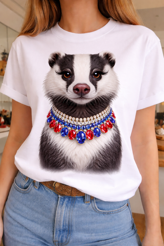 Jeweled Collar Skunk on White Crew