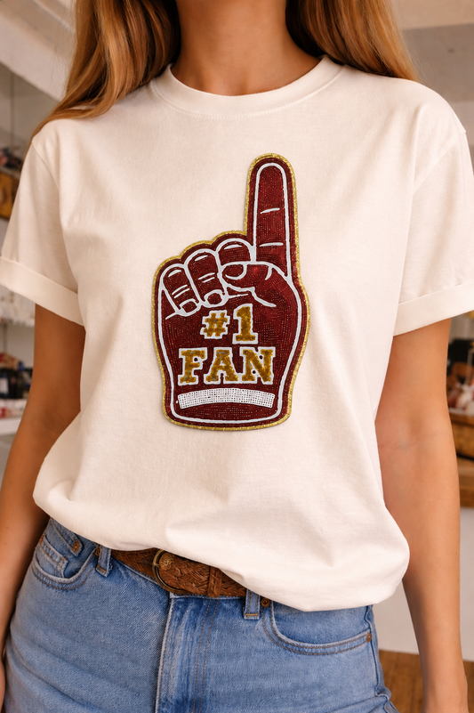 Sequin Patch #1 Fan Foam Finger Tee
