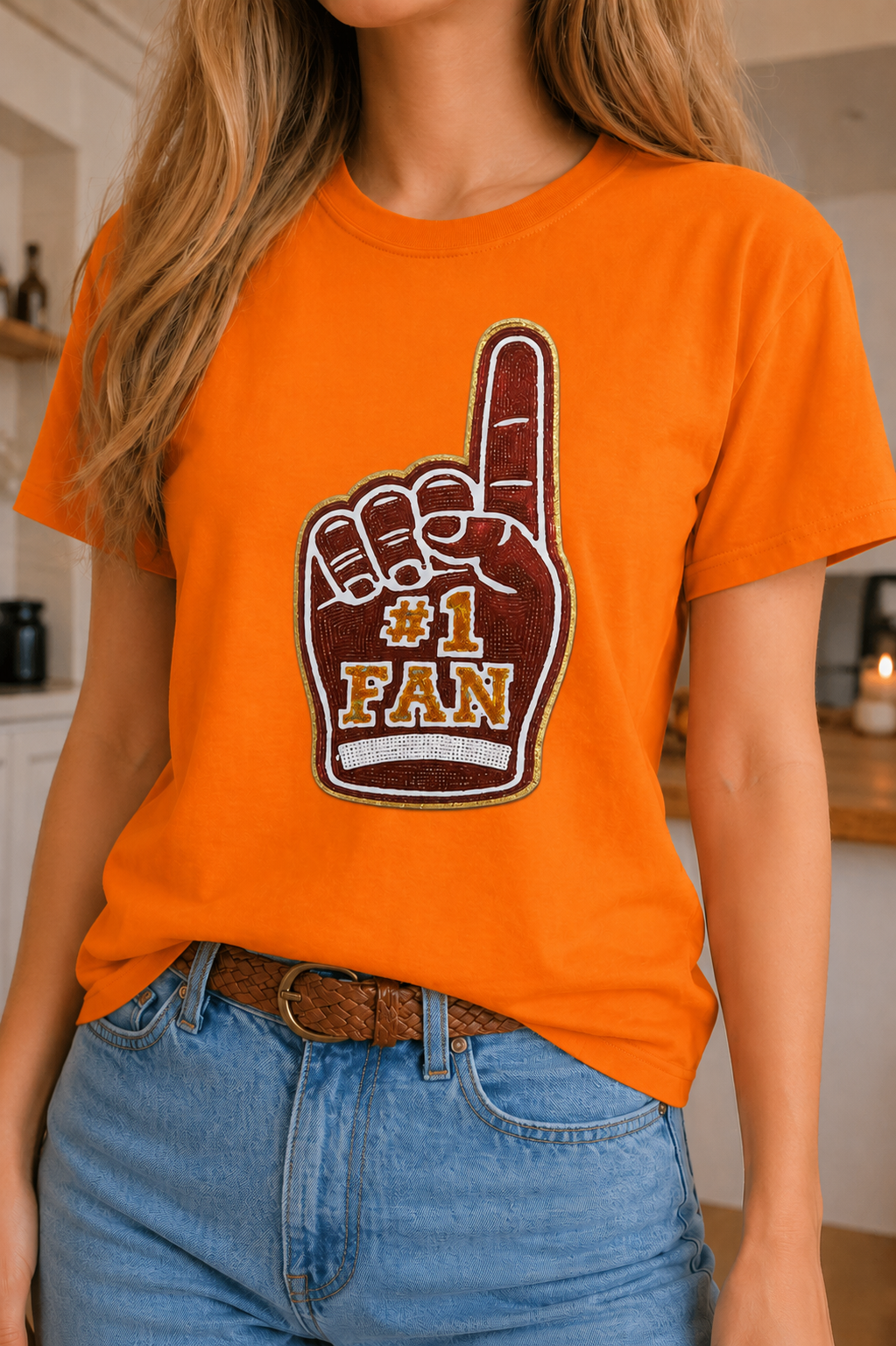 Sequin Patch #1 Fan Foam Finger Tee