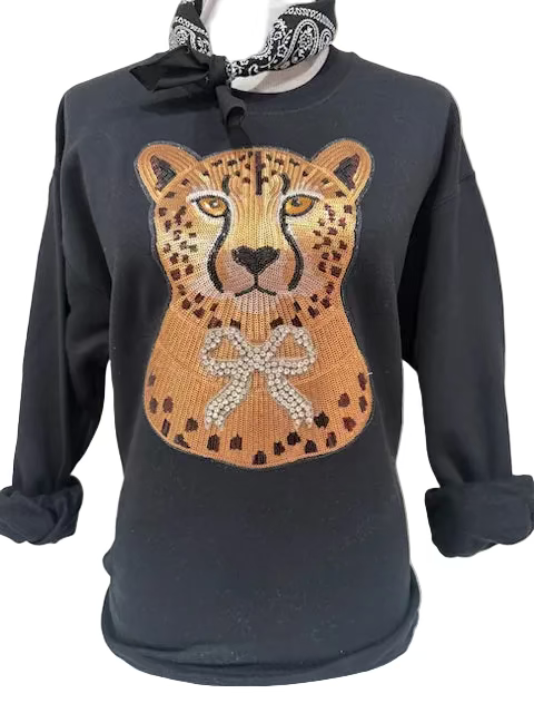 Sequin Cheetah Patch Sweatshirt