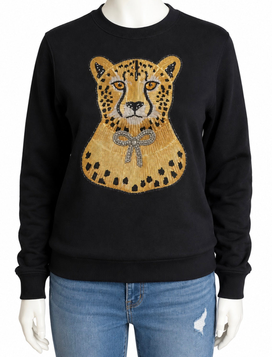 Sequin Cheetah Patch Sweatshirt