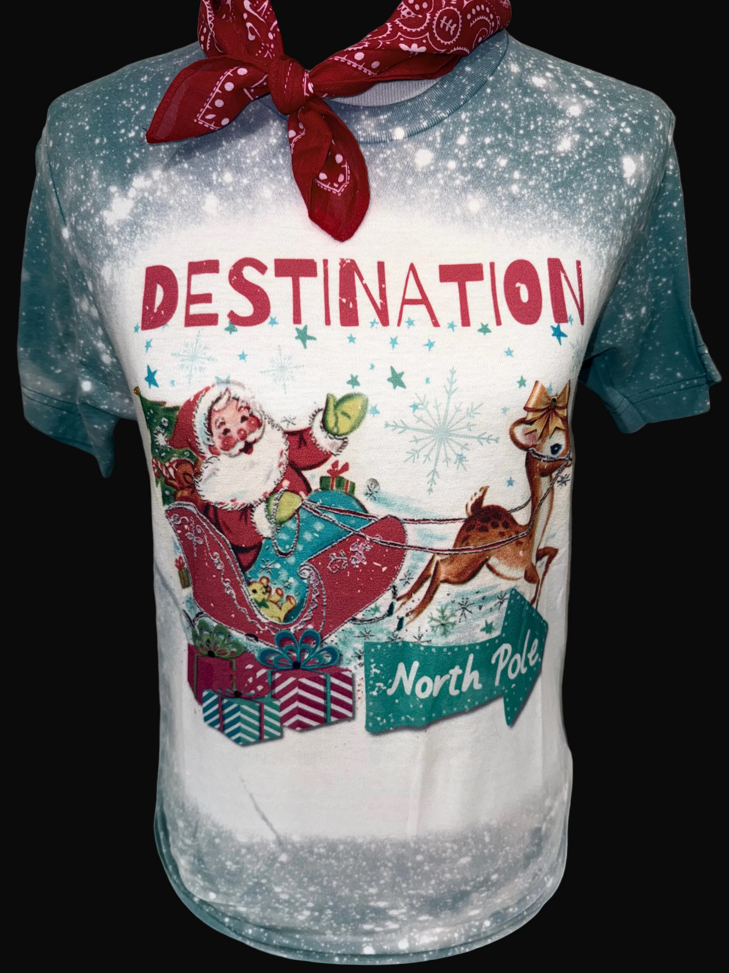 Destination North Pole on Sports Bleached Slate Crew OR Patch Carolina Blue Sweatshirt