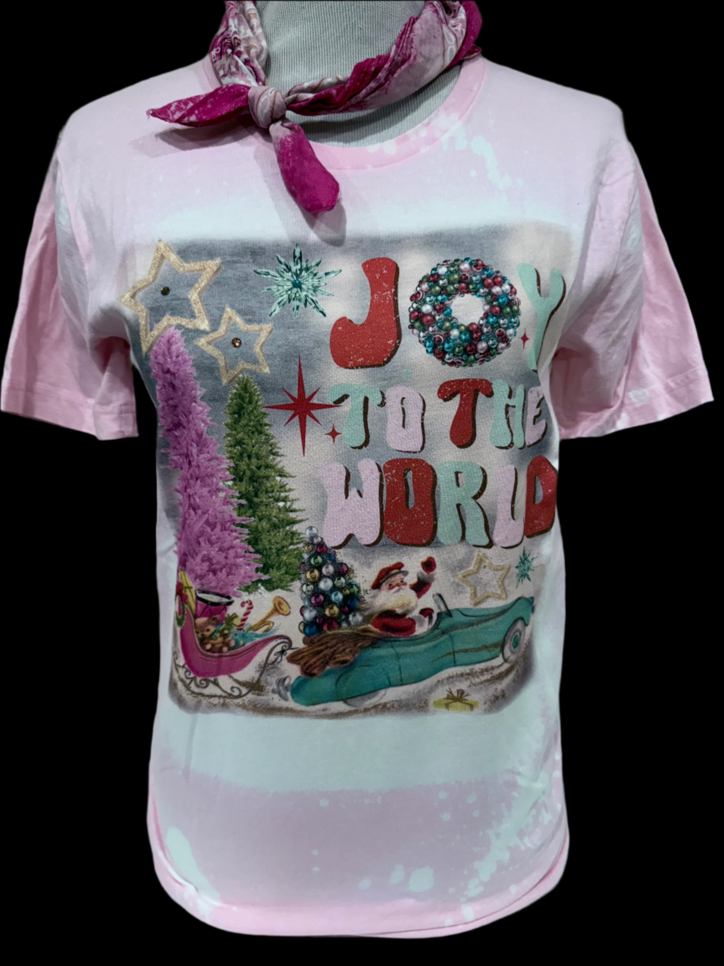 Joy to the World on Sports Bleached Light Pink Crew