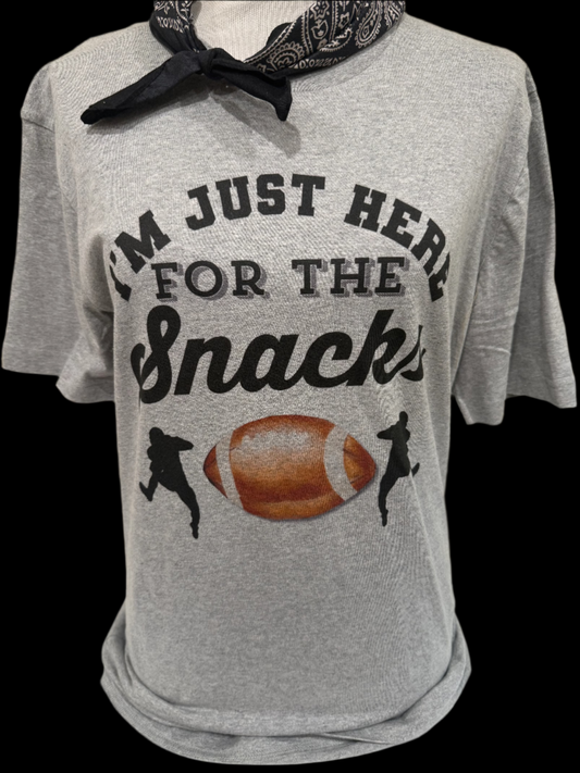 I'm Just Here for the Snacks on Heather Grey Crew