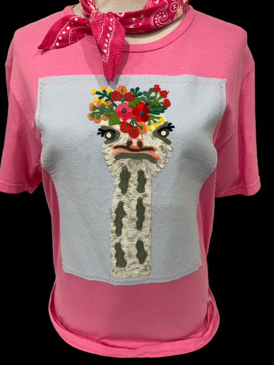 KL Floral Ostrich Patch on Heliconia Crew