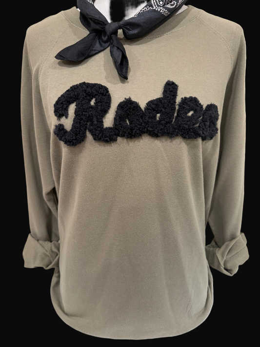 Lexie Rodeo(Black OR White) on Tan Or Burnt Orange Sweatshirt