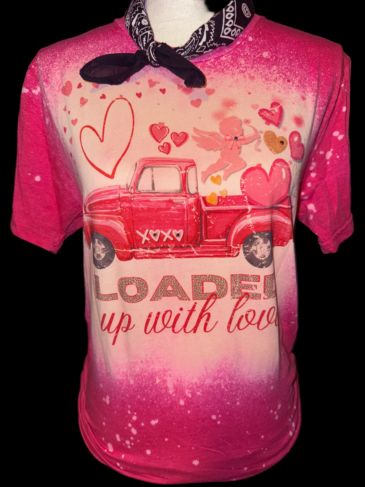 Loaded up with Love Red Truck on Sports Bleached Heliconia Crew
