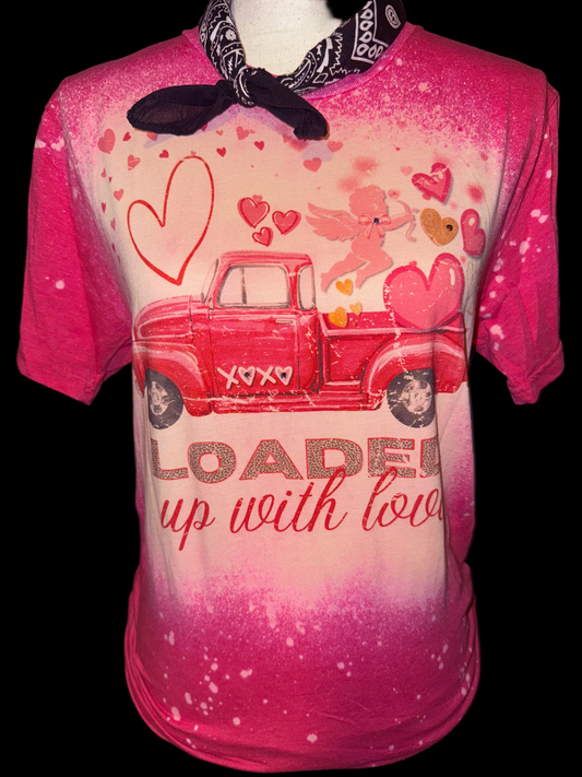 Loaded up with Love Red Truck on Sports Bleached Heliconia Crew