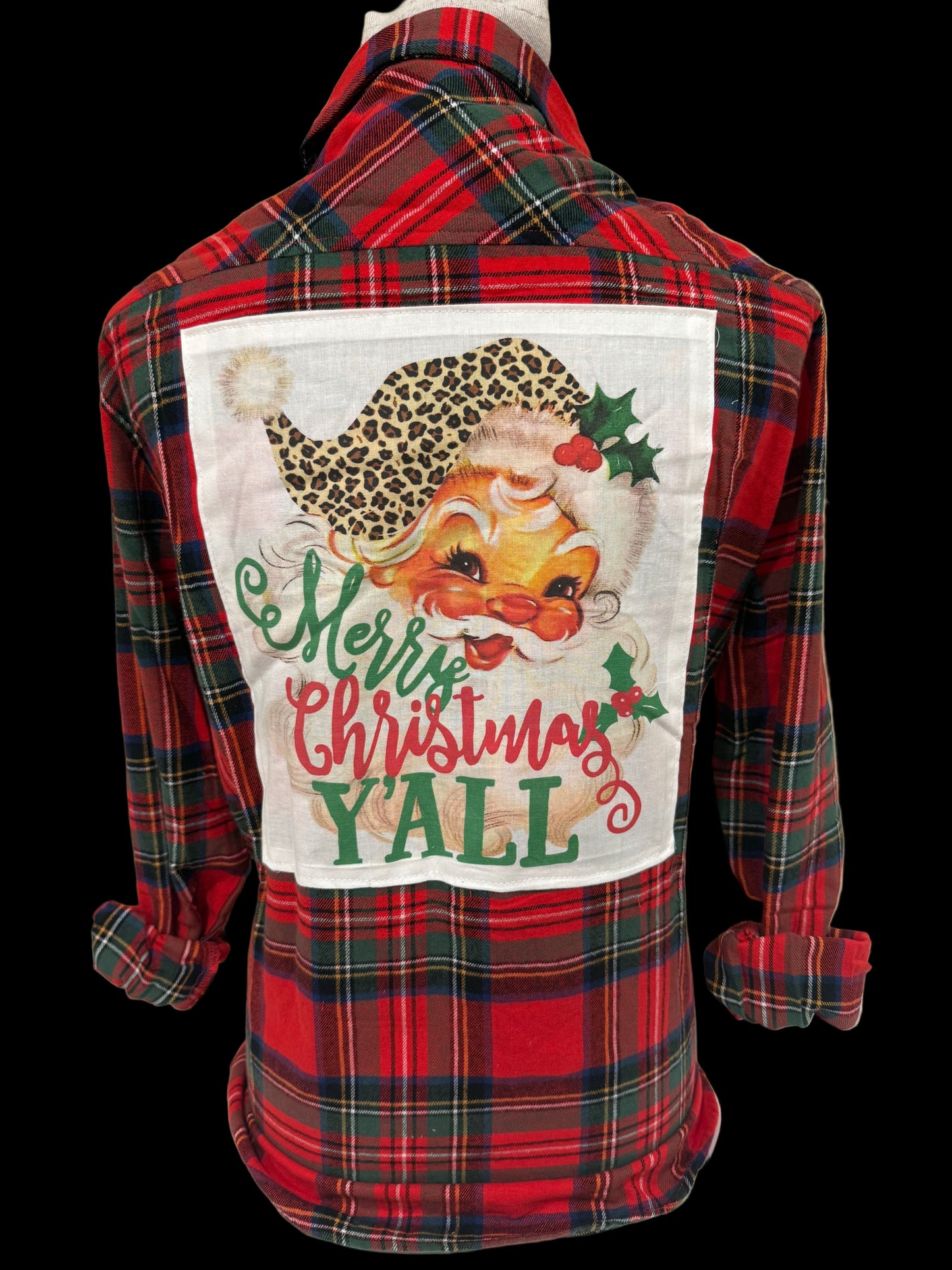 Merry Christmas Y'all on Patch Crew, Flannel, OR Sweatshirt