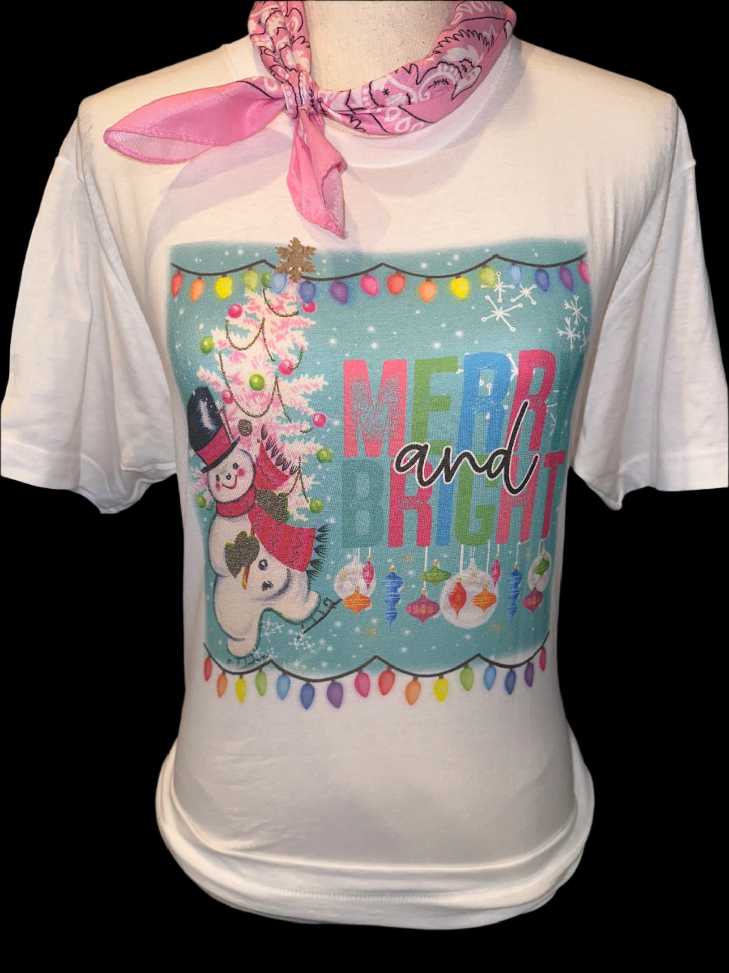 Merry and Bright Snowman on Crew OR Sweatshirt