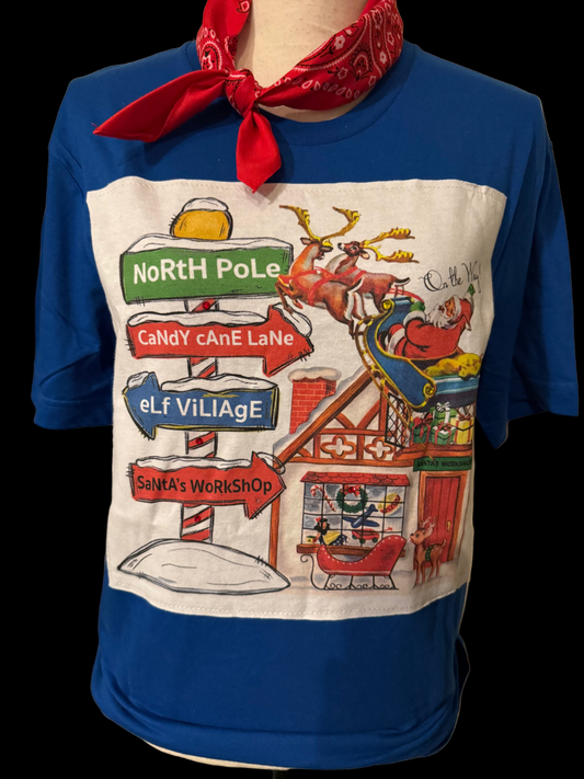 North Pole Patch on Royal Blue Crew
