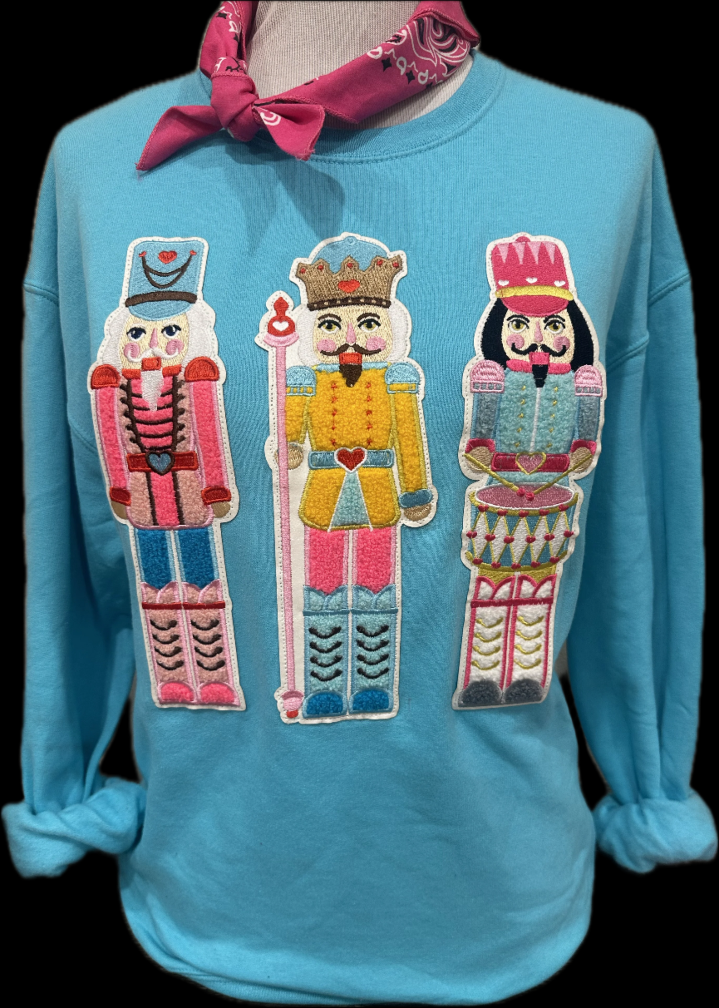 Nutcracker Patch on (Heliconia OR Aqua) Sweatshirt