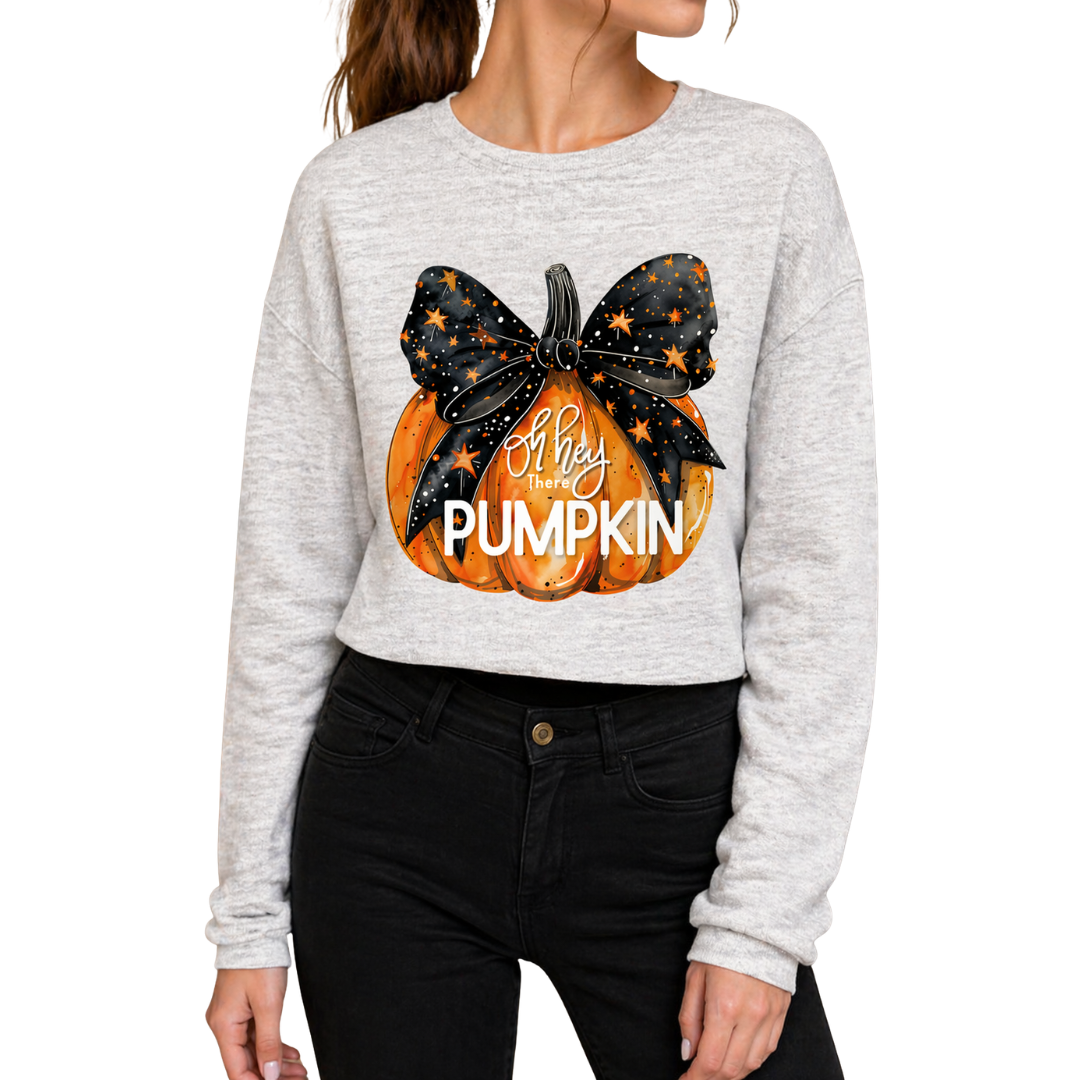 Hey Pumpkin White Crew & Grey Fleece