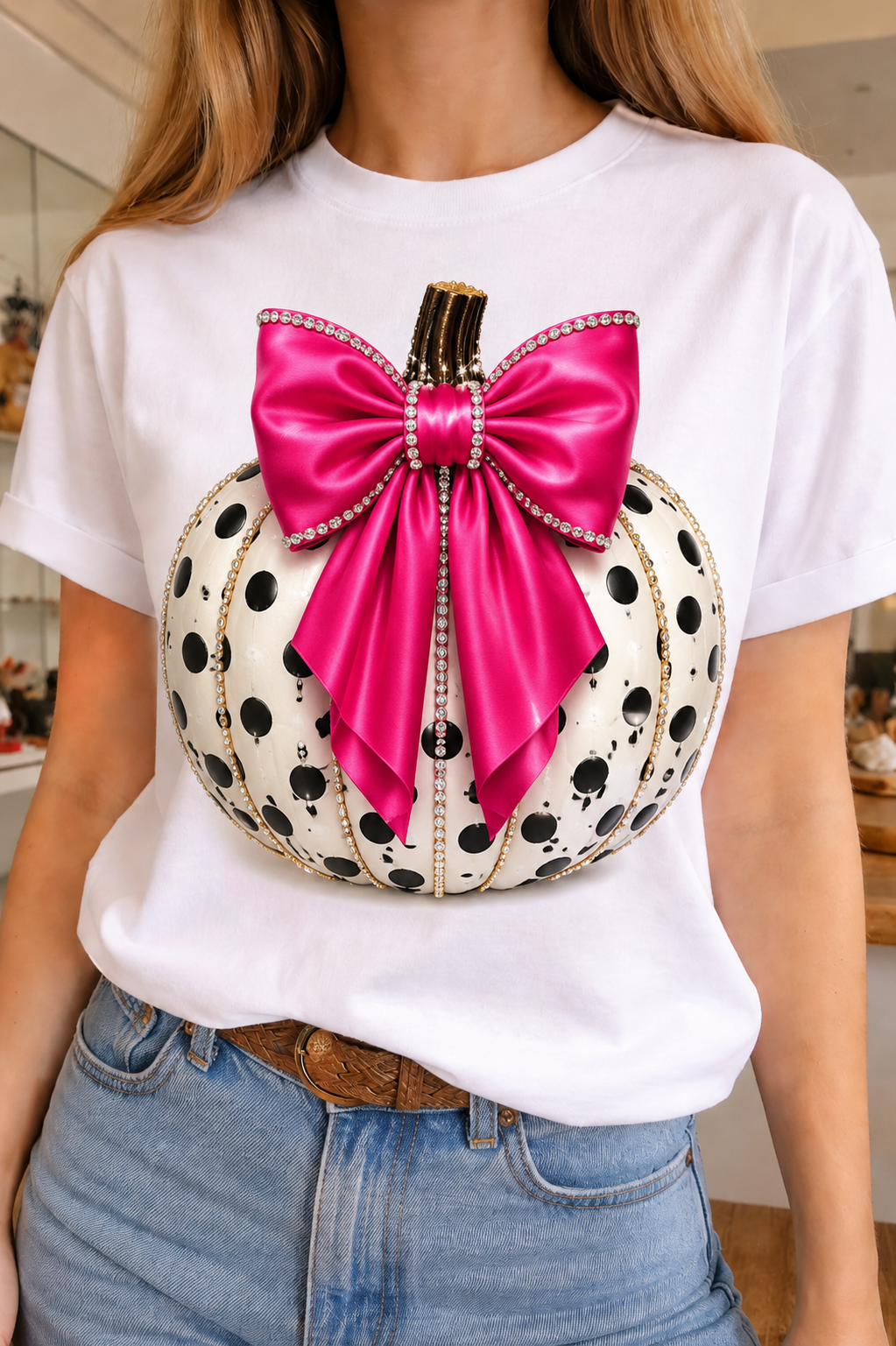 Pink Bow Pumpkin Crew & Raglan Tee