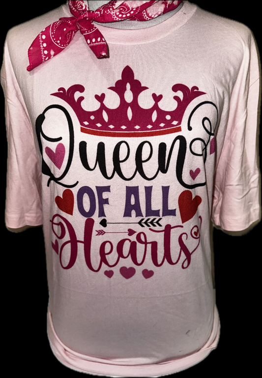 Queen Of All Hearts on Light Pink Crew