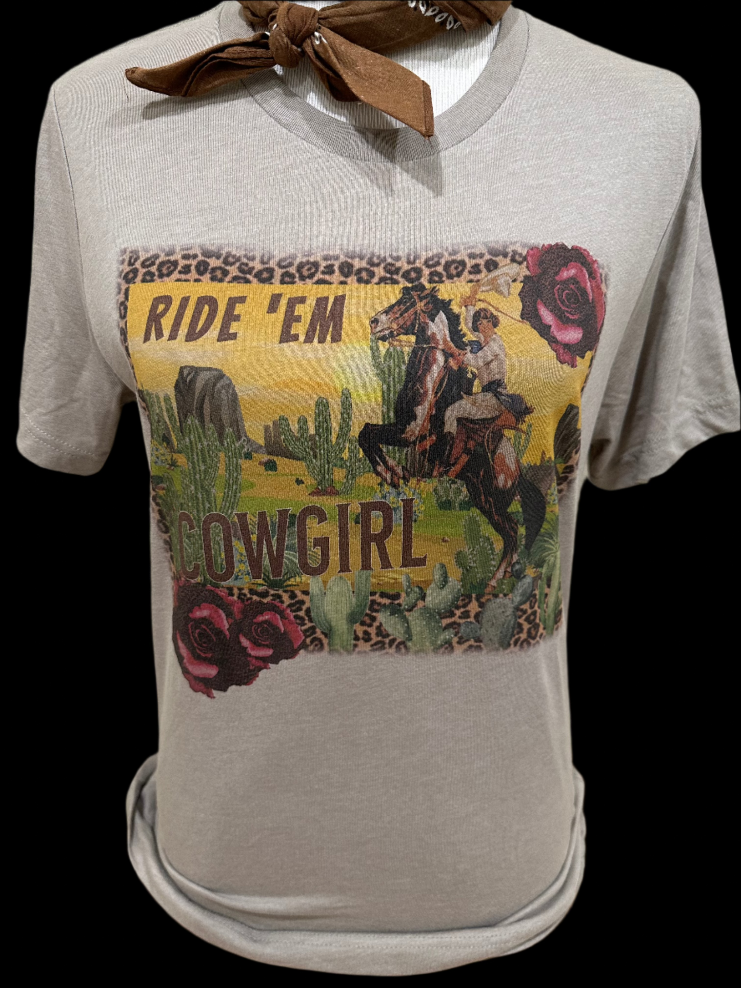 Ride 'Em Cowgirl Leopard Border on (Natural, Silver, Patch Ginger OR SB Black) Crew