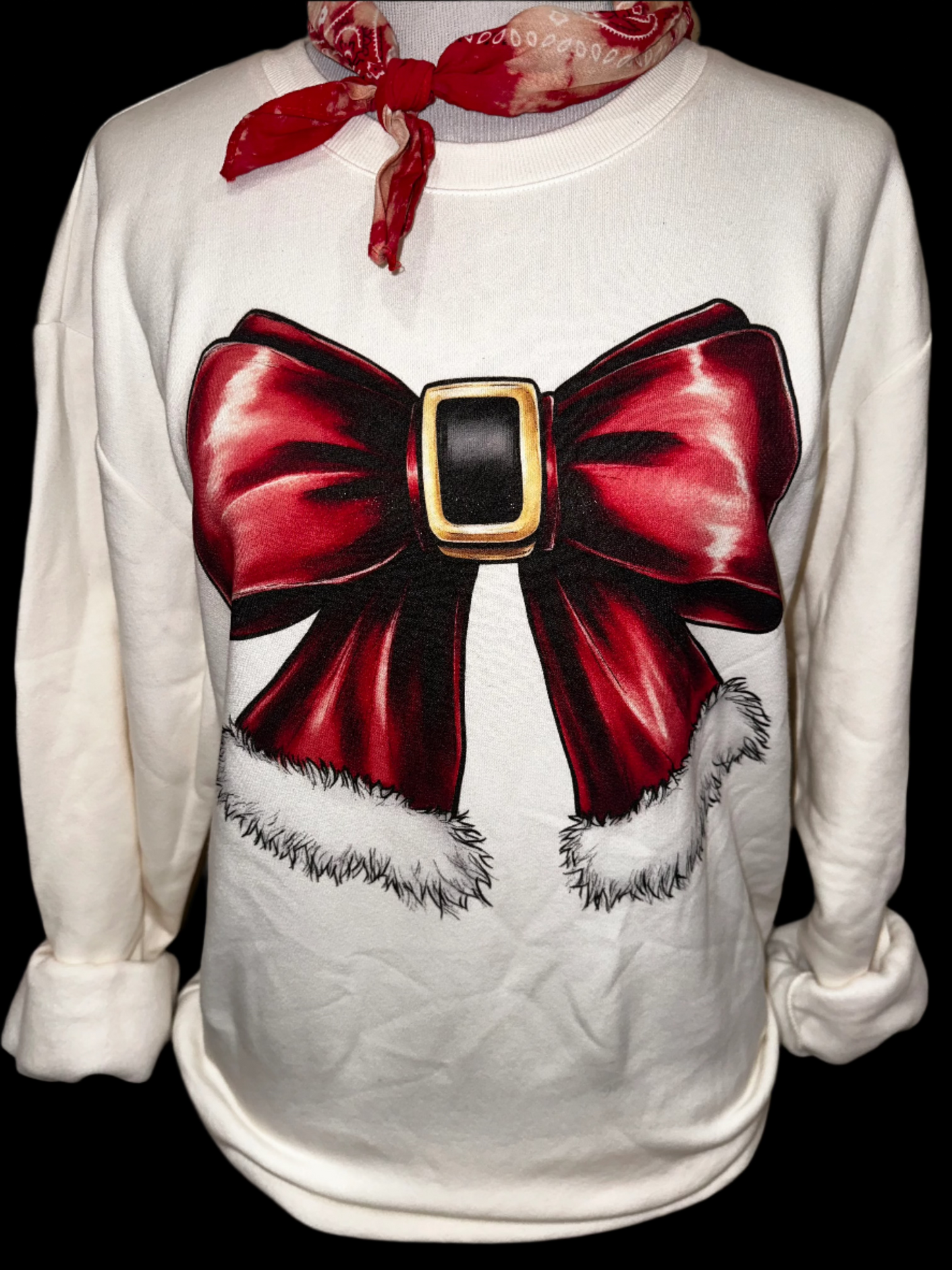 Christmas Bow(DTG) on White Crew OR Sweatshirt