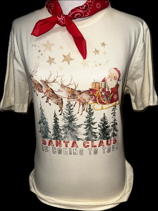 Santa Claus is Coming to Town on (Natural OR SB Red) Crew