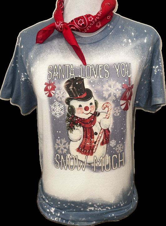 Santa Loves You Snow Much on Sports Bleached Charcoal Crew